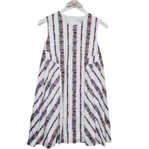 NWT Naivee Abstract Pleated Tent Striped Sleeveless Tank Sun Dress Sz 4